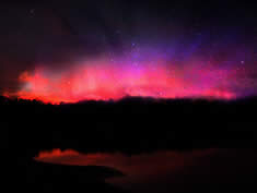 northern lights red glow graphic